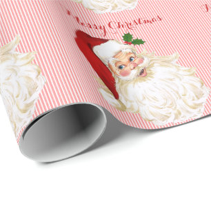 Papel De Presente Vintage Santa Claus Red White Wrappaper
