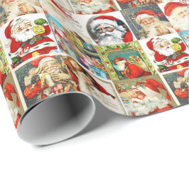 Papel De Presente Vintage Santas Ampliado