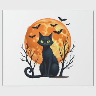 Papel De Presente Vintage Scary Christmas Cat Costume Retro Cat Moon