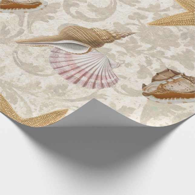 Papel De Presente Vintage Seashell Starfish Beach  (Ponta)