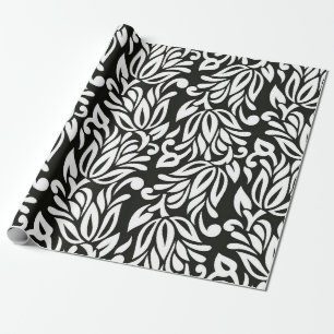 Papel De Presente Vintage sem costura, preto e branco, floral