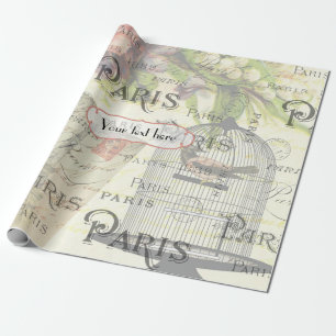 Papel De Presente Vintage Shabby-Chic Paris Theme Wedding Personaliz