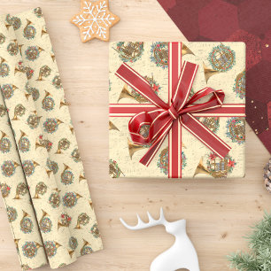 Papel De Presente Vintage Sheet Music French Horns Christmas