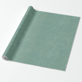 Papel De Presente Vintage Smokey Pine Green Damask All Occastion (Da