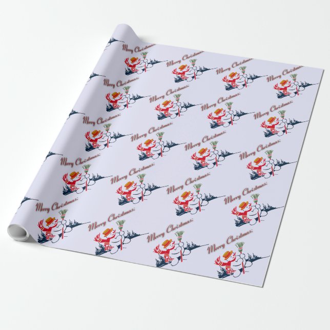 Papel De Presente Vintage Snowman Wraptor Paper (Desenrolado)