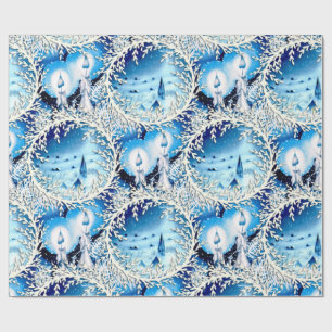 Papel De Presente Vintage Snowy Church and Candles