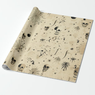 Papel De Presente Vintage Spooky Halloween - Padrão Invisível