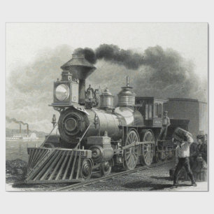 Papel De Presente Vintage Steam Train