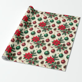 Papel De Presente Vintage Style Retro Holiday Gift Wrap