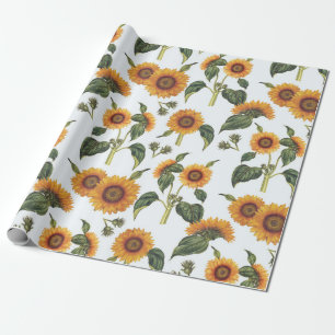 Papel De Presente Vintage Sunflower Boticals