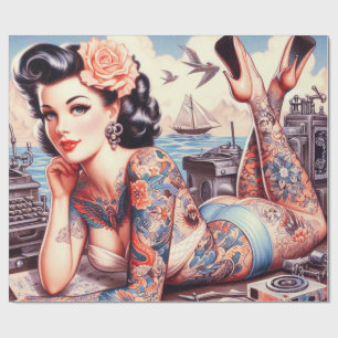 Papel De Presente Vintage Tattoo Old School Girl