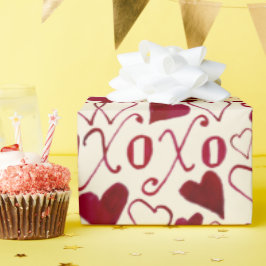 Papel De Presente Vintage-Theme Namorados XXOO Vermelho Caligrafia