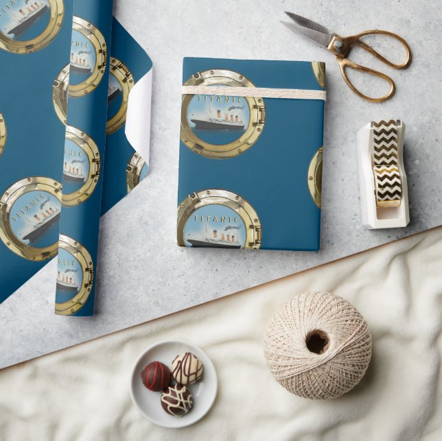 Papel De Presente Vintage Titanic Porthole (Artesanato)