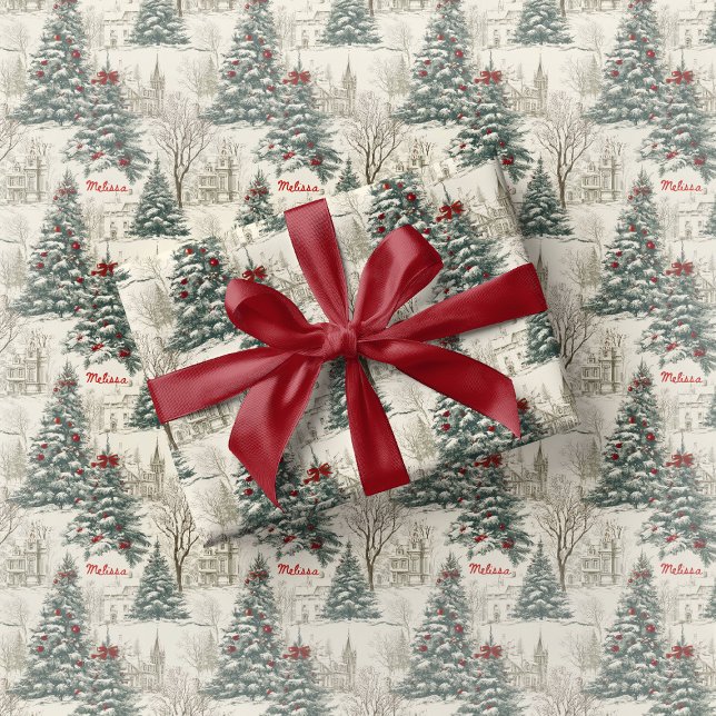 Papel De Presente Vintage Toile Wrapping Paper Christmas (Criador carregado)