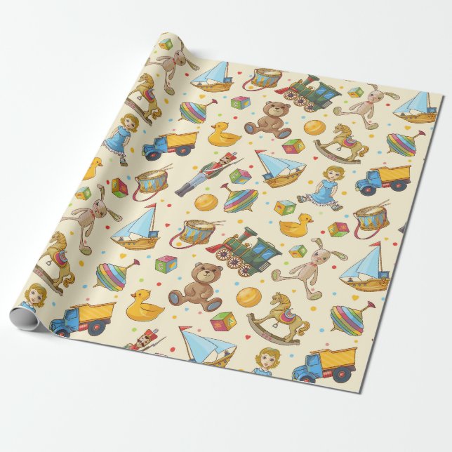Papel De Presente Vintage Toys (Desenrolado)