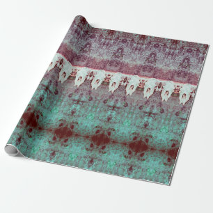 Papel De Presente Vintage Tribal Patteral Teal Bull Cow Skull Countr