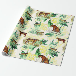Papel De Presente Vintage Tropical Safari Selvagens Gatos Tiger Leop