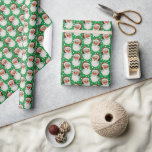 Papel De Presente Vintage Verde Vitoriano Natal Vitoriano Papai Noel<br><div class="desc">Vintage Victorian Christmas wrappaper apresenta um clássico fundo verde com um sorridente Pai Natal vestindo um chapéu vermelho para o padrão da cabeça do Papai Noel. Também incluímos um fundo de neve para uma terra maravilhosa de inverno. Uma elegante e vitoriosa estética de Natal vitoriana para seu embrulho de Natal,...</div>