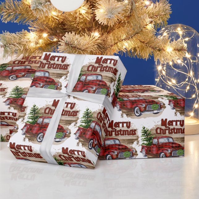 Papel De Presente Vintage Vermelha Xadrez de Natal (Feriados)