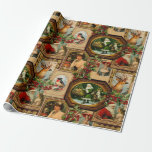 Papel De Presente Vintage Victorian Christmas Frame Collage<br><div class="desc">Este papel de embrulho de Natal inspirado na safra apresenta uma colagem de imagens enquadradas, cada uma exibindo uma cena de feriado diferente. Há uma menina doce com um guarda-chuva, uma rena majestosa, um retrato de uma mulher, e até mesmo um vislumbre de Papai Noel. O papel é enfeitado com...</div>