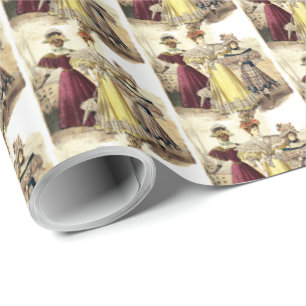 Papel De Presente Vintage Victorian Ladens em Vestidos com Parasóis
