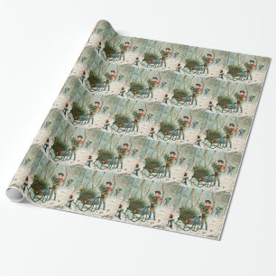 Papel De Presente vintage,victoriano,rústico,natal,padrão,menina