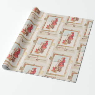 Papel De Presente Vintage White Red Papai noel Feriado de Neve Natal