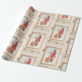 Papel De Presente Vintage White Red Papai noel Feriado de Neve Natal