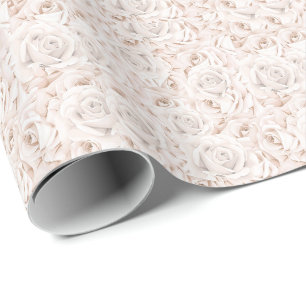 Papel De Presente Vintage White Roses Wraping Paper