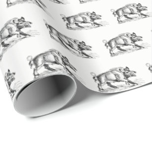 Papel De Presente Vintage Wild Boar Draar BW #2