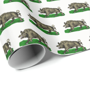Papel De Presente Vintage Wild Boar Draar BW #3C
