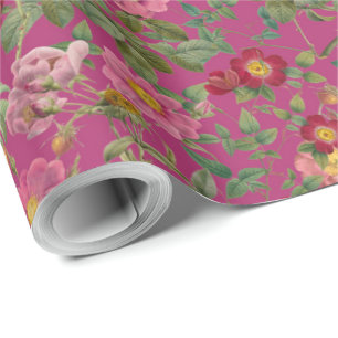 Papel de Presente Vintage Wild Rose em Rosa Berrag