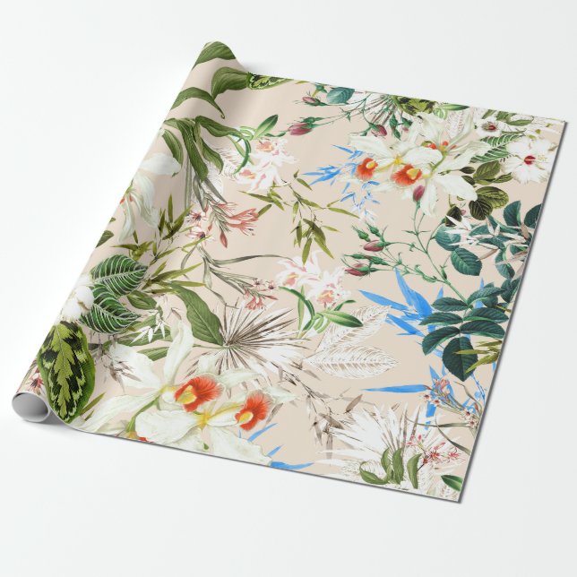Papel De Presente Vintage Wildflower Pattern (Desenrolado)