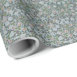 Papel De Presente Vintage William Morris Clover Flowers Floral Rosa