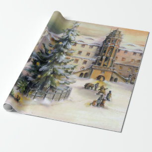 Papel De Presente Vintage Winter Town Christmas