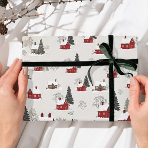 Papel De Presente Vintage Winter Village Bonitinho Christmas Themed