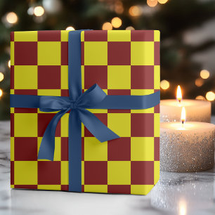 Papel De Presente Vintage Xadrez Bege e Marrom