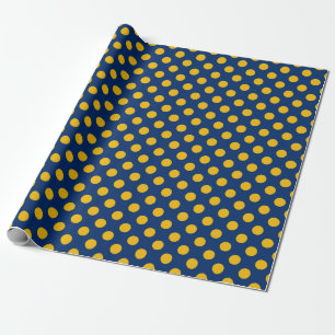 Papel De Presente Vintage Yellow Dots Blue Background Wrappaper