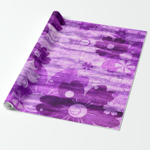Papel De Presente Vintagem da Flor Violeta Trendy