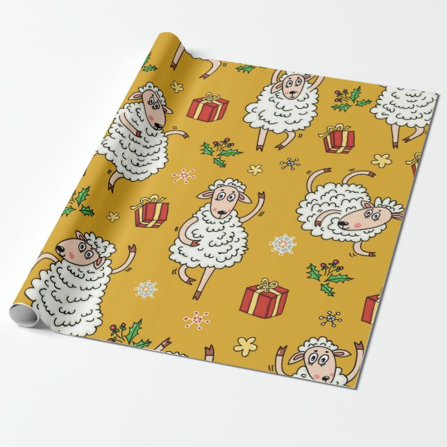 Papel De Presente vintagem de fundo de ovelha (Desenrolado)
