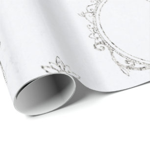 Papel De Presente Vintagem De Prata E Branca