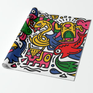 Papel De Presente Vintagem Desenhada à Mão Ilustração de Dodle, dese