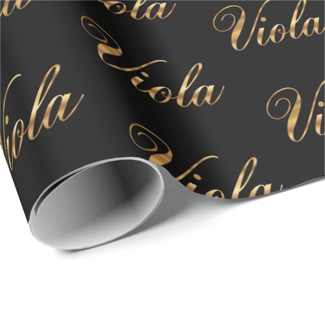 Papel De Presente Viola gold Design Lettering Geschenkpapier (Ponta do rolo)