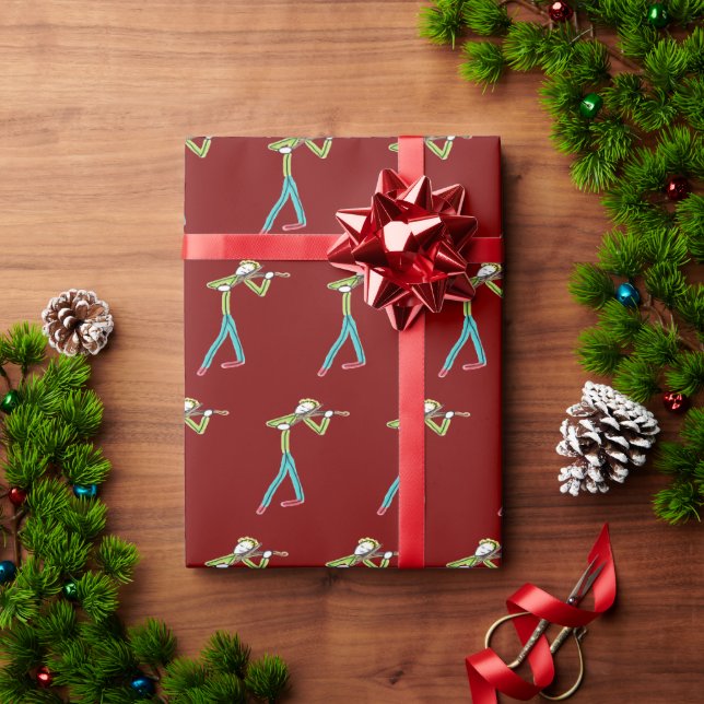 Papel De Presente Viola Playing Stickman (Presente de Natal)