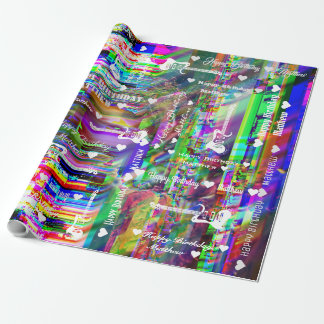 Papel De Presente Violão Colorido de Feliz Aniversário Personalizáve