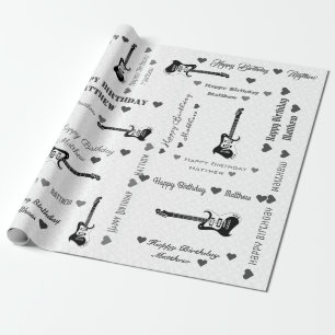 Papel De Presente Violão-Padrão de Luz Feliz Aniversário Personalizá