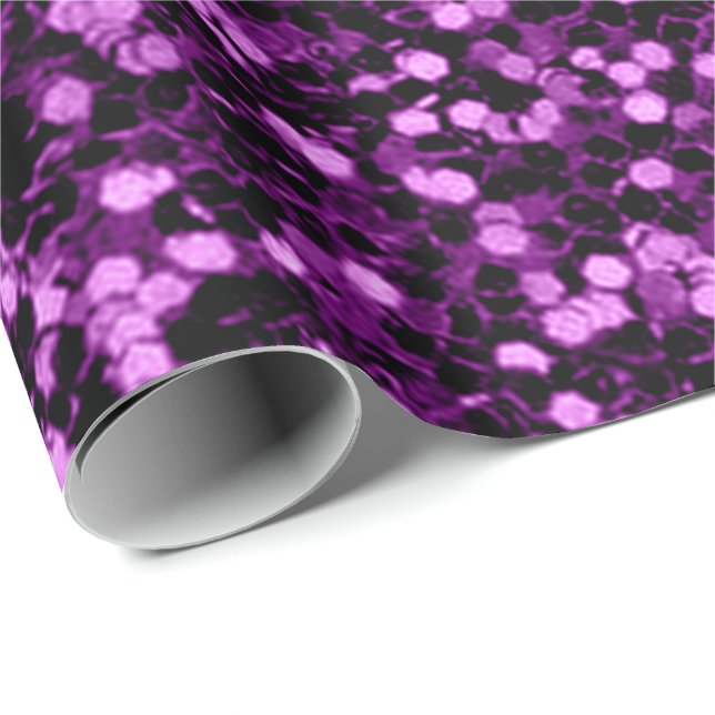 Papel De Presente Violet Purple Grape Glitter Sparkly Wedk Bridal (Ponta do rolo)