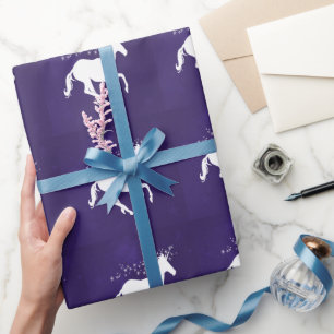 Papel De Presente Violet Unicorn Wrapping Paper