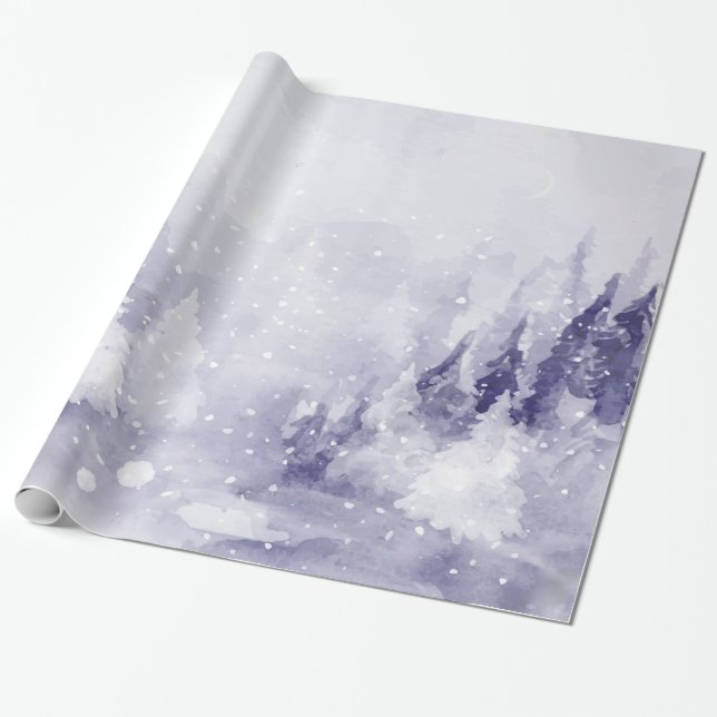 Papel De Presente Violet Winter Landscape Snow (Desenrolado)