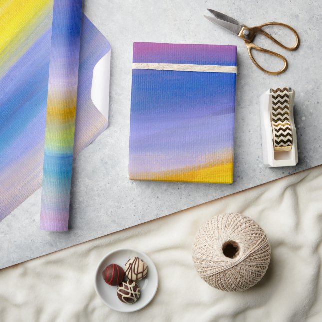 Papel De Presente Violeta Moderna e Raio Dourado Abstrato (Artesanato)